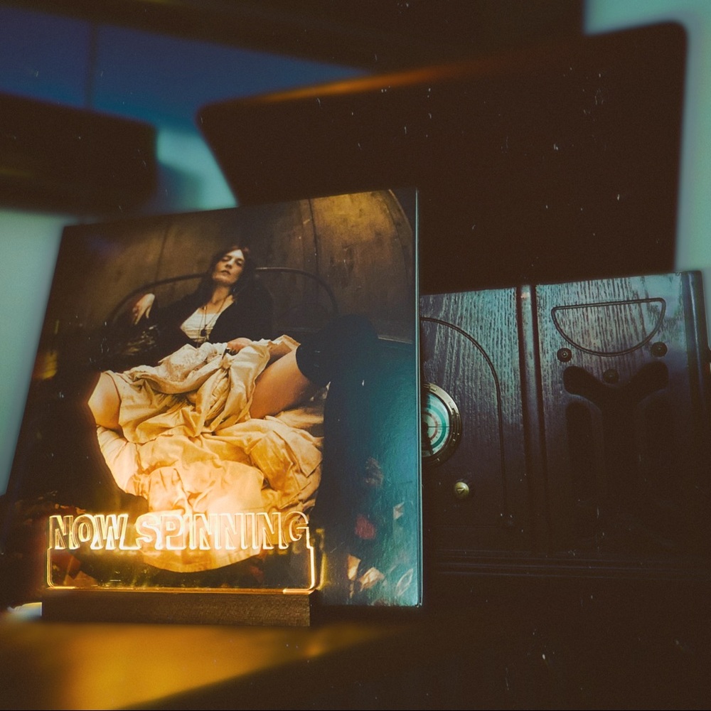 LED "Now Spinning" Vinyl Record Stand & Wall Mount Display